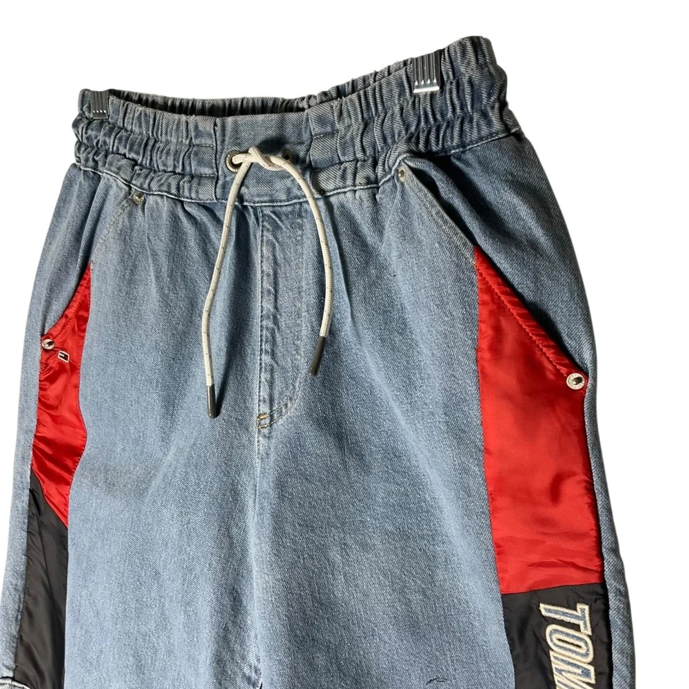 Tommy Jeans Denim Shorts Retro 90s Denim High-Rise Long Colorblock Streetwear XS